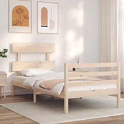 Avis Maison Chic Lit adulte - Cadre de lit 90x200cm avec tête de lit bois massif -MN59068