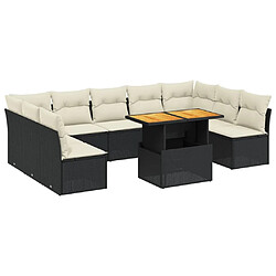 Maison Chic Salon de jardin 10 pcs avec coussins, Ensemble Tables et chaises d'extérieur noir résine tressée -GKD299863