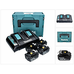 Makita 18 V Power Source Pack Énergie avec 4x Batteries 3 Ah + Chargeur DC 18 RD + Boîtier de transport Makpac ( 197720-6 )