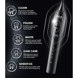 VICSONIC Brosse à dents électrique avec 6 têtes de brosse pour adultes et enfants, brosses à dents électriques à ultrasons- noir