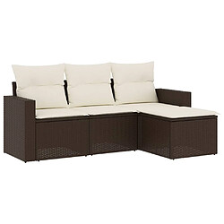 Maison Chic Ensemble de 4 Tables et chaises d'extérieur avec coussins,Salon de jardin marron résine tressée -GKD803570