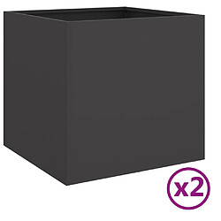 Maison Chic Lot de 2 Jardinières,Bac à fleurs - pot de fleur noir 42x40x39 cm acier laminé à froid -GKD84695