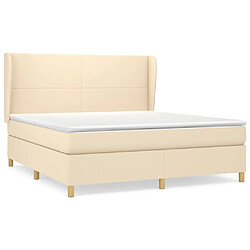 Maison Chic Lit adulte- Lit + matelas,Sommier à lattes de lit avec matelas Crème 180x200 cm Tissu -GKD39059