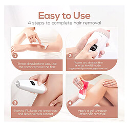 Chrono Épilation, appareil d'épilation IPL 999 999 épilation pour femme avec 2 modes de flash épilateur indolore, blanc