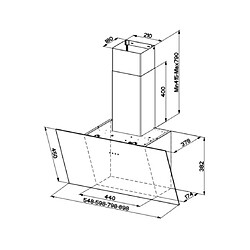 Hotte décorative inclinée 55cm 700m3/h noir - 5476140 - FABER pas cher