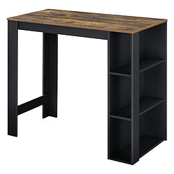 Helloshop26 Table de bar design avec surfaces de rangement table bistrot avec 3 étagères panneaux de particules 110 x 50 x 103 cm noir chêne foncé 03_0006208