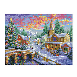 Kit de point de croix estampé village d'hiver bricolage couture 11CT 67x52cm