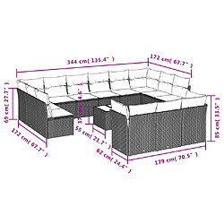 Avis Maison Chic Salon de jardin avec coussins 14 pcs | Ensemble de Table et chaises | Mobilier d'Extérieur beige résine tressée -GKD74852