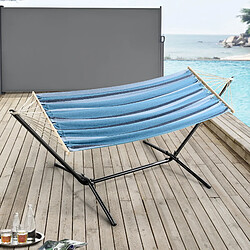 Hamac avec Cadre Surte Acier Coton Polyester 200x100 cm Noir Bleu Rayé [en.casa]