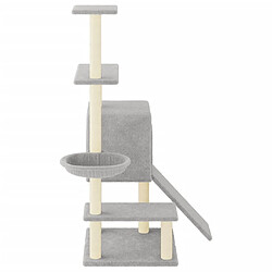 Helloshop26 Arbre à chat meuble tour grimper jouet grattage grattoir escalade plateforme avec griffoirs en sisal clair 130,5 cm gris 02_0022558