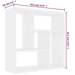 vidaXL Étagère murale Blanc 45,1x16x45,1 cm Bois d’ingénierie pas cher