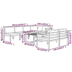 vidaXL Salon de jardin 8 pcs avec coussins Aluminium Anthracite pas cher