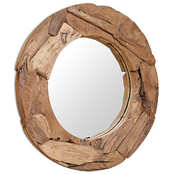 vidaXL Miroir décoratif Teck 80 cm Rond