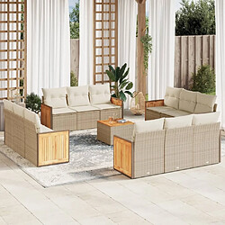 Maison Chic Salon de jardin avec coussins 13 pcs, Ensemble Tables et chaises de jardin, beige résine tressée -GKD250312