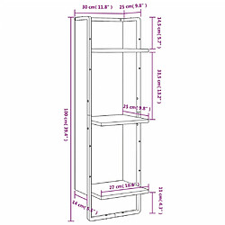 vidaXL Étagère murale 3 niveaux sonoma gris 30x25x100 cm pas cher