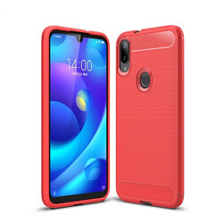 Wewoo Coque en TPU texturée et fibre de carbone pour Xiaomi Mi Play (Rouge)