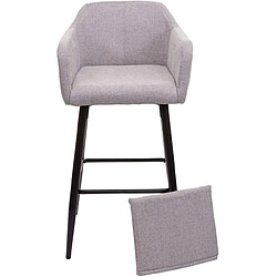 Decoshop26 Lot de 2 tabourets de bar avec repose-pieds en tissu gris clair et métal noir TDB04061