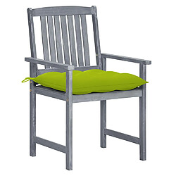 vidaXL Chaises de jardin et coussins lot de 4 Gris Bois acacia massif