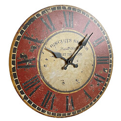 L'Héritier Du Temps Horloge Murale Pendule Ronde de Cuisine ou Salon en Bois et Papier Biscuits Sablés 4x34x34cm