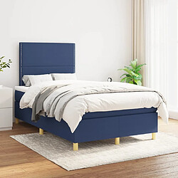 Avis Maison Chic Lit adulte- Lit + matelas,Sommier à lattes de lit avec matelas bleu 120x190 cm tissu -GKD90807