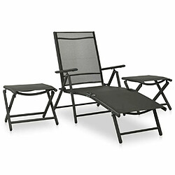 Maison Chic Salon de jardin 3 pcs - Table et chaises d'extérieur - Mobilier/Meubles de jardin Moderne Textilène et aluminium Noir -MN87335