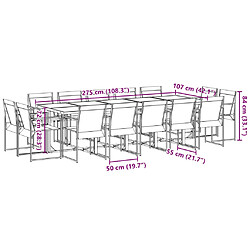 vidaXL Ensemble à manger de jardin 15 pcs noir textilène pas cher