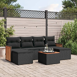 Maison Chic Ensemble Tables et chaises d'extérieur 7pcs avec coussins,Salon de jardin noir résine tressée -GKD745560