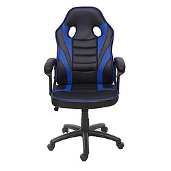 Mendler Chaise de bureau HWC-F59, chaise pivotante, chaise racing et gaming, similicuir ~ noir-bleu