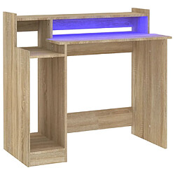 vidaXL Bureau avec lumières LED Chêne 97x45x90 cm Bois d'ingénierie