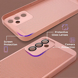 Moozy VentiGuard Coque de téléphone pour Samsung A54 5G Rose pastel – Housse respirante avec motif perforé pour la circulation de l'air, ventilation, anti-surchauffe