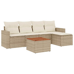 Maison Chic Salon de jardin avec coussins 6 pcs, Ensemble Tables et chaises de jardin, beige résine tressée -GKD213508