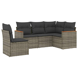 Maison Chic Ensemble de 5 Tables et chaises d'extérieur avec coussins,Salon de jardin gris résine tressée -GKD808101