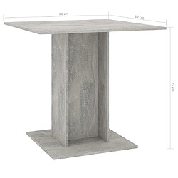 vidaXL Table à manger Gris béton 80x80x75 cm bois d'ingénierie pas cher