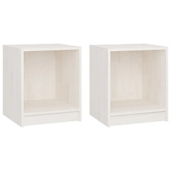 Maison Chic Lot de 2 Tables de chevet,Table de nuit,Table d'appoint pour salon Blanc 35,5x33,5x41,5 cm Pin massif -MN28853