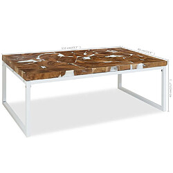 vidaXL Table basse Teck Résine 110x60x40 cm pas cher