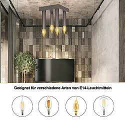 Avis NETTLIFE Plafonnier Vintage E14 Lampe Industrielle Gris Lampe de Chambre avec 4 Spots en Métal pour Salon Cuisine Couloir Bar