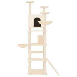 Helloshop26 Arbre à chat meuble tour grimper jouet grattage grattoir escalade plateforme avec griffoirs en sisal 191 cm crème 02_0022508