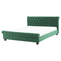 Beliani Lit double en velours vert 160 x 200 cm AVALLON