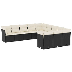 Maison Chic Salon de jardin 11 pcs avec coussins | Ensemble de Table et chaises | Mobilier d'Extérieur noir résine tressée -GKD45687