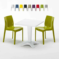 Grand Soleil Table et 2 chaises colorées polypropylen 