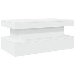 Avis Maison Chic Table basse pour salon | Table à café avec lumières LED blanc 90x50x40 cm -GKD25702