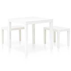 vidaXL Table de jardin avec 2 bancs Plastique Blanc