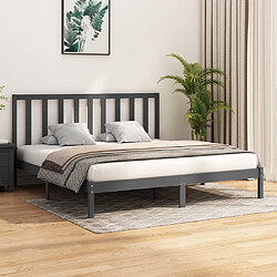 vidaXL Cadre de lit sans matelas bois massif de pin gris 200x200 cm