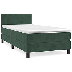 Maison Chic Structures de lit + matelas,Lit à sommier tapissier avec matelas Vert foncé 90x190 cm -MN33974