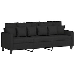 vidaXL Canapé à 3 places Noir 180 cm Tissu