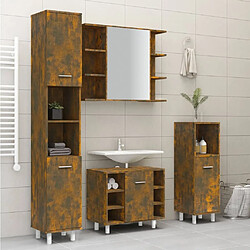 Avis Maison Chic Armoire de bain,Meuble de rangement de salle de bain,Meuble haut Chêne fumé 30x30x179 cm Bois d'ingénierie -GKD677889