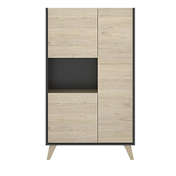 Acheter Pegane Ensemble de salon en bois mélaminé avec meuble bas TV + buffet coloris chêne naturel, graphite