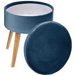 Avis Atmosphera, Createur D'Interieur Tabouret coffre en velours Tess - H. 44 cm - Bleu foncé