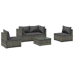 Maison Chic Salon de jardin 5 pcs + coussins - Mobilier/Meubles de jardin - Table et chaises d'extérieur Résine tressée Gris -MN97667