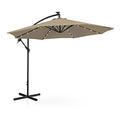 Helloshop26 Parasol déporté avec LED - taupe - rond - diamètre 300 cm - inclinable 14_0007608